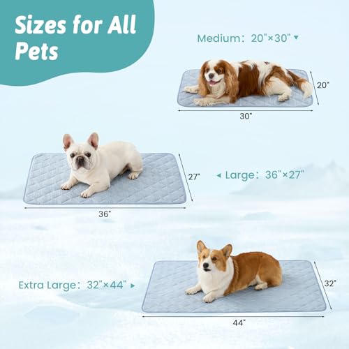 COZY KISS Dog Cooling Mat 32"x44" Q-Max>0.4, Waterproof Pet Cooling Pad, Leakproof & Non-Slip Dog Bed Cover, Washable Cooling Blanket for Medium Dogs, Crate, Sofa, Floor(Blue) - color: Blue, size: 32"x44"