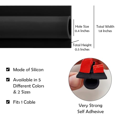 Rubber Bond TV Cord Hider Cable Protector - Strong Self Adhesive Wall Cord Cover Cable Hider - Low Profile Cable Management Wall Cord Concealer Cable Raceway - color: Black, size: 8 Feet, style: 1 Cord