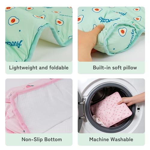 PUMYPOREITY Cooling Dog Bed, Pet Cooling Mat with Pillow, Ice Silk Cooling Dog Blanket, Self Cooling Pad for Cat,Dog, Washable Summer Pet Mat for Kennel, Crates, Sofa, Floor, Pink, S - color: Pink, size: Small