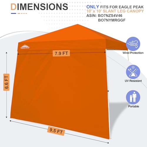 EAGLE PEAK Sunwall/Sidewall for 10x10 Slant Leg Canopy Only, 1 Sidewall, Orange - color: Orange