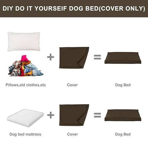 Dog Bed Covers Replacement Washable, Waterproof Dog Bed Cover with Zipper, 36Lx27Wx3H inch Durable Oxford Pet Bed Cover for Outdoor/Indoor Use, Cover Only, Brown - color: Brown, size: 36*27*3 inch