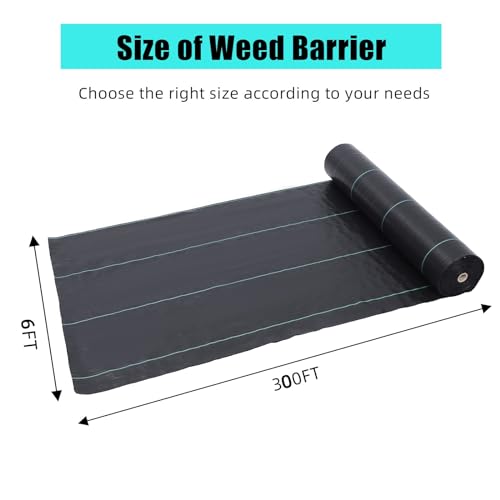 6ft X 300ft Weed Barrier Landscape Fabric Heavy Duty, Premium 2.4 oz Ground Cover Weed Block Gardening Mat, Easy Setup & Superior Weed Control, for Erosion Control, Weed Barrier - size: 6ft X 300ft & 2.4 oz