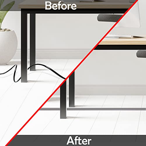 Rubber Bond Cord Cover Floor Cable Protector - Strong Self Adhesive Floor Cord Covers for Wires - Low Profile Extension Cord Covers for Floor & Wall - color: Grey - One Thick Cord, size: 4 Feet