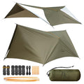 Ultralight Tarp, 14ft Hammock Rain Fly Lightweight Waterproof Camping Tent Tarp with Doors, Bushcraft Tarp Shelter for Backpacking Hiking Camping - color: Army