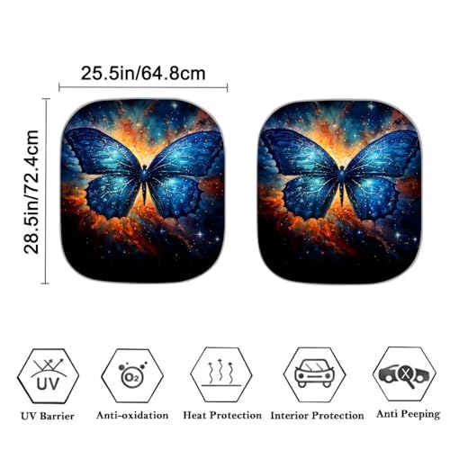 Butterfly Flame 2 Pack Windshield Sun Shade UV Sun Heat Reflecting Foldable Front Windshield Sun Shade Summer Front Window Visor Shield Automobile Interior Sets - color: Butterfly Flame