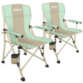 XGEAR Camping Chair with Padded Hard Armrest, Sturdy Folding Camp Chair with Cup Holder, Storage Pockets Carry Bag Included, Support to 400 lbs - color: Green With Khaki