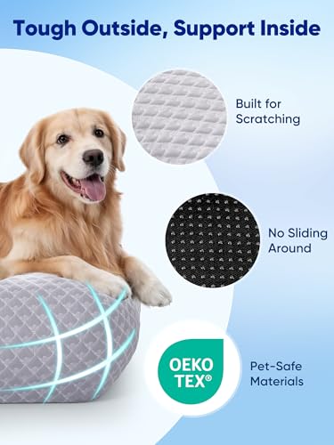 Rywell 3-in-1 Cooling Dog Beds Large Sized Dog, Dog Cooling Mat with Arc-Chill Tech (Q-Max>0.5), Dog Crate Pad for Summer, Non-Slip & Fully Machine Washable, Gift for Dog Lovers, 43" x 31", Grey - size: X-Large