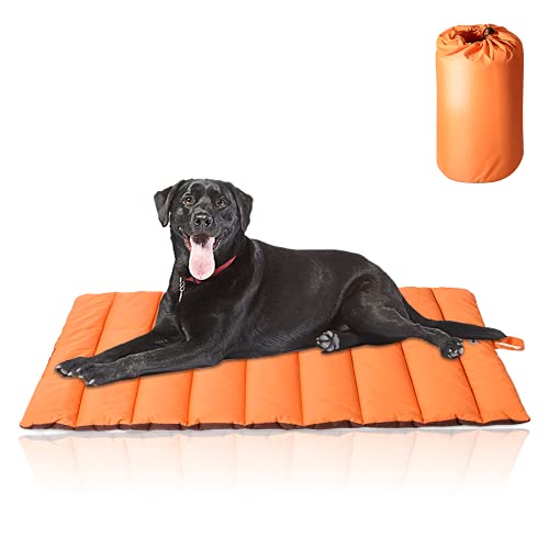 CHEERHUNTING Outdoor Dog Bed, Waterproof, Washable, Large Size, Durable, Water Resistant, Portable and Camping Travel Pet Mat - color: Orange, size: Large