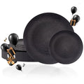 WONDERFUL 32pcs Black Plates Black Plastic Plates Unbreakable and Reusable Plastic Plate Dishwasher safe Dishes Set Includes:16 Dinner 10" & 16 Dessert Plate 7.3" Suitable for Camping Outdoor Party - color: Black