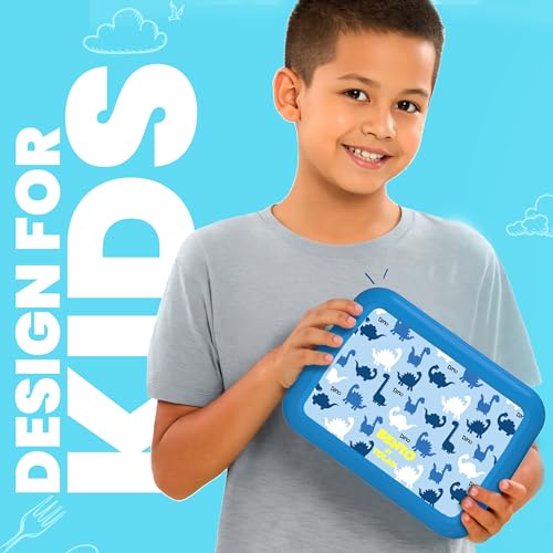 YOLAY Bento Box for Kids Lunch Box Leak-Proof, 5-Compartment Lunch Box Kids for Ages 3-10, Durable with Anti-Slip Base, Suitable for Schools, Outdoor and Travel (Mermaid) (Dino) - color: Dino