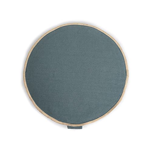 Organic Round Meditation Cushion by renoo - Durable Comfortable Cotton, Linen, Hemp - Modern Zafu - Buckwheat Floor Pillow Yoga Bolster in 15 Colors Removable Cover - 15 inches - Ocean - color: Ocean