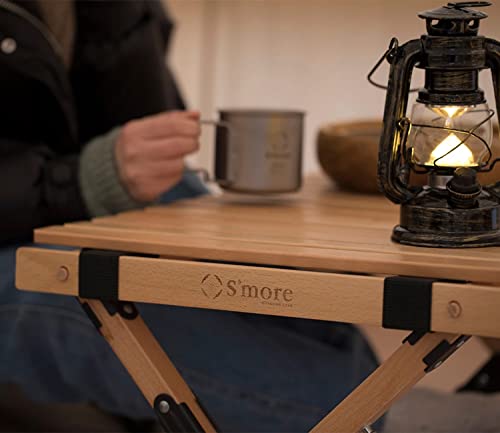 S'more Folding Picnic Table, Portable Camping Table with Carry Bag, Wood Outdoor Table for Picnic, Camping, Travel, Party, Beach, Garden, Patio, gailgating, BBQ,Easy to Assembly (M Size-90cm) - size: M-90CM, style: Wood
