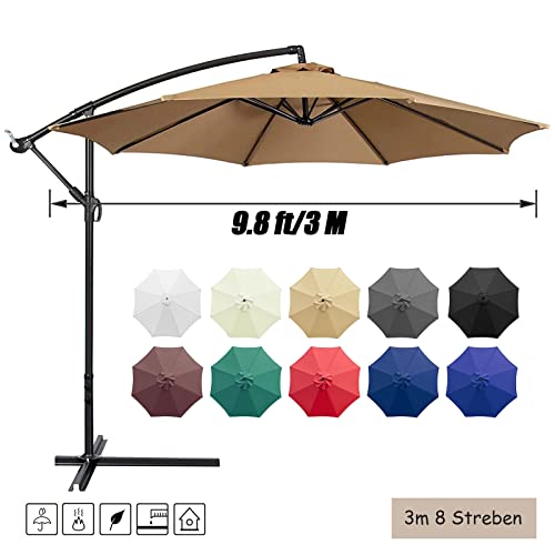10ft Patio Umbrella Replacement Canopy 8 Ribs, Waterproof & Fade Resistant Market Umbrella Cover, Thickened Polyester Fabric for Backyard, Garden and Pool (Canopy Only) (Green) - color: Green