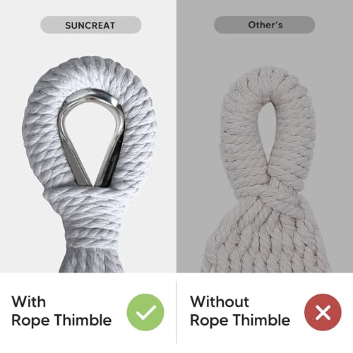 SUNCREAT Medium Size Tree Hammocks for Outside, Patio Hammock Without Stand, Light Gray - color: Light Gray, size: Medium