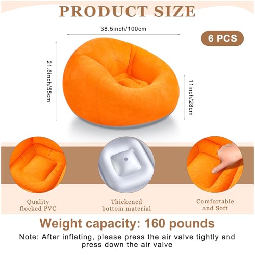 Realspring 6 9 12 Pcs Inflatable Bean Bag Chairs for Adults with Electric Air Pump, Blow up Couch Folding Portable Inflatable Couch Lazy Sofa for Outdoor Movie Night Camping(Colorful,6 Pcs) - color: Colorful