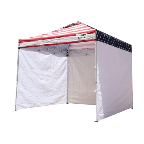 8x8 Pop Up Canopy Tent, Waterproof 210D Oxford, 3 Removable Sidewalls, Vented Roof, Wind-Resistant Steel Frame, UPF 50+, Wheeled Bag, 1-Person Instant Setup, Fits 3-5 People – American Flag - color: American Flag