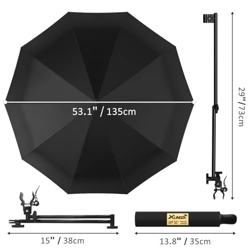 XLINGZA UPF 50+ Beach Umbrella with Adjustable Universal Clamp - style: Manual/XXL