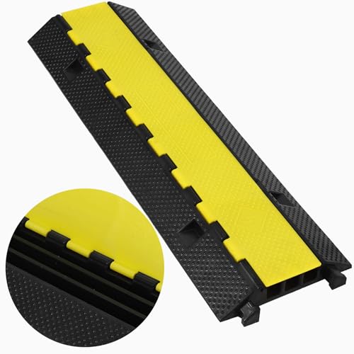 GarveeTech Cable Ramp 1 Pack 3 Channel Rubber Cable Protector Ramps, Cable Wire Cord Cover Ramp, 28000 lbs Capacity Heavy Duty Speed Bump Driveway Outdoor Hose Cable Ramp Protective Cover - size: 41''*12''*2''-3 Medium Channel