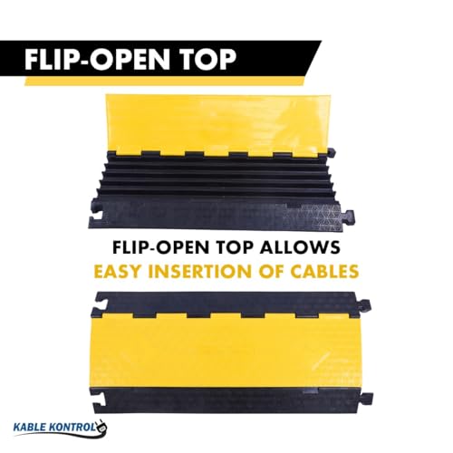 Kable Kontrol Atlas Cable Protector Wire Ramp - 5 Channel Bulk Wholesale Pallet – 20 Pcs - 35” Long Black & Yellow - 24000 Lbs Load Capacity - Rubber Speed Bump Wire Protector Cord Cover - CP9975 - size: 5 Channel - 20 Units