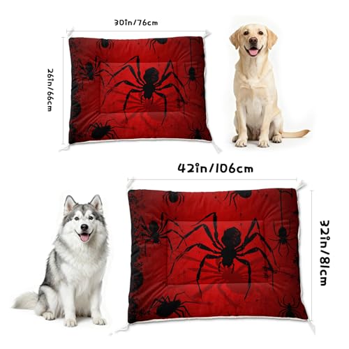 Nttopship Dog Cat Bed Mat Ultra Soft Fluffy Pet Bed Washable Fashion Dog Crate Beds Comfy Comfy Pet Sleeping Pad Suitable for Pet Raised Bed(30"x26",Red and Black Spider) - color: Red and Black Spider, size: Medium