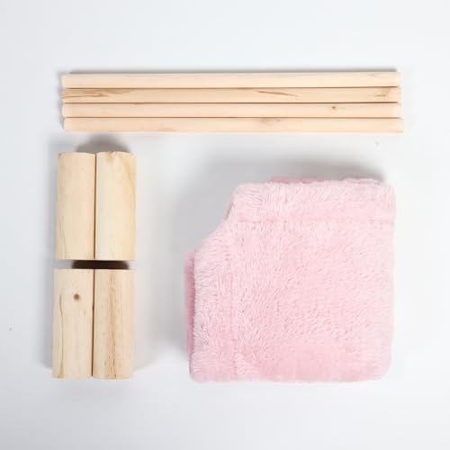 Patas Lague Cat and Dog Hammock Bed for Small Dogs, Brethable Wooden Cat Pet Rabbit Elevated Bed Cots Furniture for All Seasons Fleece Pink - color: Fleece Pink