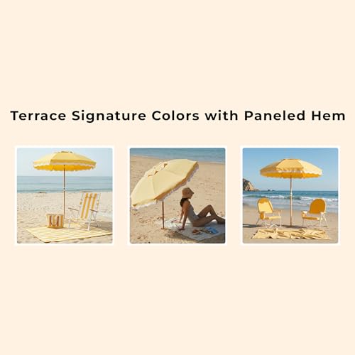 6FT Patio Beach Umbrella for Outdoor, UPF 50+ Sun Shade for Patio, Backyard, Garden, Pool and Beach, Tilt Adjustable, Portable, Harbour Mimosa - color: Harbour Mimosa