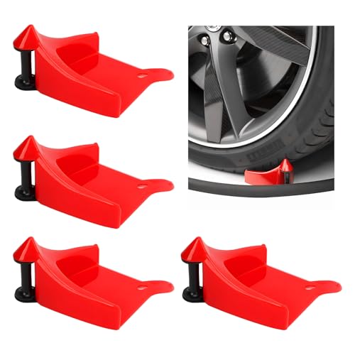 4 PCS Car Hose Guide, Tire Hose Roller Preventing Stucking and Snagging Under The Wheels, Plastic Detailing Tyre Hose Guide Vehicle Washing Tool for Cars Trucks SUVs (Red) - color: Red