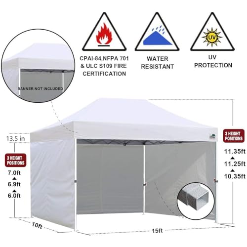 Eurmax USA 10x15 Pop Up Canopy Tent,Commercial Tent with Patented No-Tip Rolling Bag,4 Zippered Removable Walls,UV & Water Resistant Canopy Top,Heavy Duty Outdoor Gazebo,Instant Shelter(Forest Green) - color: forest green, size: 10x15