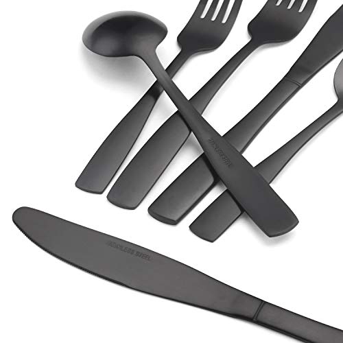 O.C.E. Matte Black Silverware Set, O.C.E. Satin Finish 30-Piece Stainless Steel Flatware set, Tableware Cutlery Set Service for 6, Utensils for Kitchens, Dishwasher Safe - color: Matte Black, size: 30-Piece