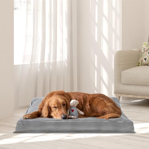 Dog Bed Cover,Heavy Duty Durable Waterproof Fluffy Soft Short Plush Replacement Dog Bed Covers,36L x 27W x 4H Inch Washable Removable Pet Bed Mattress Cover with Zipper.Grey,Cover Only. - color: Grey-Soft Plush, size: 36" L x 27" W x 4" H