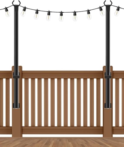 NUERPO 2 Pack String Light Poles,5Ft Metal Poles for Outdoor String Lights,Outdoor Light Poles with Post,Poles/Stand for Outside,Patio,Deck,Backyard,Garden Wedding,Party - size: 2 Pack 5FT