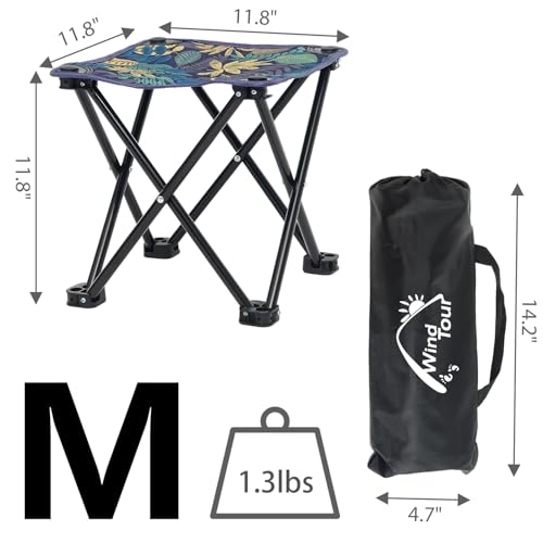 Wind Tour Portable Folding Camping Stool Outdoor Camping Lightweight Samll Chair for Fishing Hiking Gardening and Beach with Carry Bag (Medium Blue -1) - color: Medium Blue -1