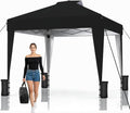 SANWAY 10x10 Pop up Canopy Tent, One-Button, Outdoor Instant Canopy Protable for Events, Camping, Parties, Vendor, Beach Tent - Black - color: Black