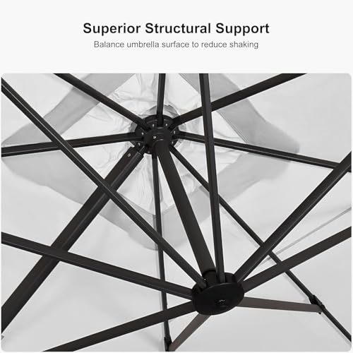 PURPLE LEAF 10' X 13' Patio Umbrella Outdoor Cantilever Rectangle Umbrella Aluminum Offset Umbrella with 360-degree Rotation for Garden Deck Pool Patio White - color: White, size: 10' X 13', style: Standard