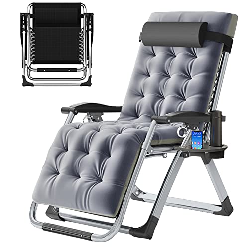 Slsy Zero Gravity Chair, Reclining Lounge Chair with Removable Cushion & Tray for Indoor and Outdoor, Patio Recliner Folding Reclining Chair - color: Medium Gray, style: Zero Gravity Chair
