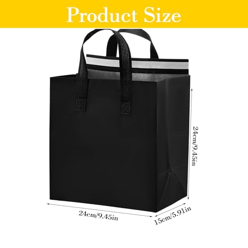50 Pcs Insulated Take Away Bags,Thermal Insulation Food Bag for Coffee, Milky Tea,Take-away Dinner, Fresh Seafood, Cold or Warm Food drive for Restaurant, Retail Store or Picnic/BBQ (Black)