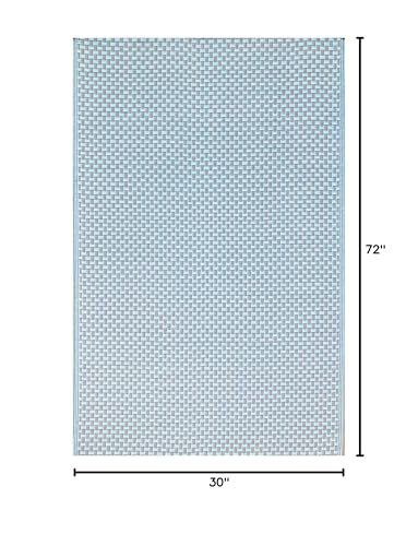 Mad Mats Geometric Outdoor Rug, Reversible Plastic Mat (4' x 6', Basket Weave - Sand/Aqua) - color: Basket Weave - Sand/Aqua, size: 4' x 6' (rectangular)