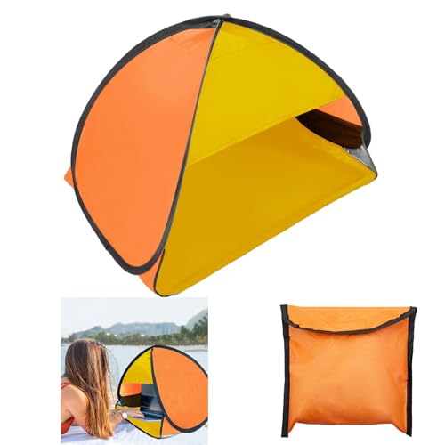 Mini Pop Up Beach Tent, Automatic Instant Mini Dog Tent for Dog Shade & Head Canopy, Laptop Shade for Working Outside, Portable Lightweight Mini Pop Up Canopy for Camping Hiking Picnic (Yellow-Orange) - color: Yellow-orange