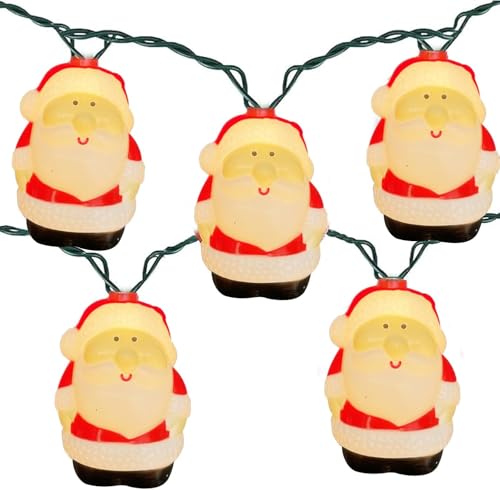 Christmas Santa String Lights Outdoor, 8.5Ft Vintage Christmas Decorations String Lights with 10 LED Santa Lights, Hanging Christmas Window Fairy Lights for Indoor Party Holiday Xmas Tree Decor - color: Colorful Santa