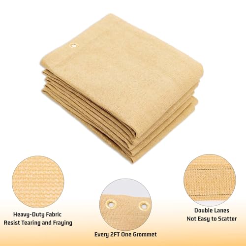 SUNNY GUARD Shade Cloth 3'x8'FT Sun Shade Screen Fabric HC-091 Shade Cover Tarp with Grommets for Pergola Backyard Garden,Sand - color: Sand, size: 0 3'×0 8'