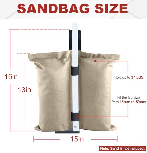 ABCCANOPY Canopy Weights 120 LBS Tent Sand Bags,4-Pack Beige (Without Sand) - color: Beige, size: 120 LBS