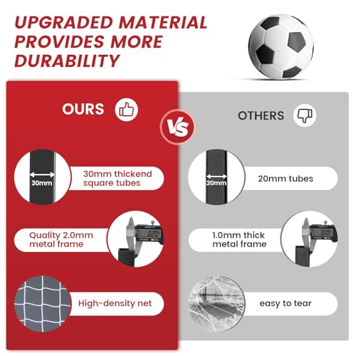 Bearwill Soccer Goal, 12X6FT Soccer Net Easy Setup, Portable Soccer Goals for Backyard with Upgraded Collapsible Metal Base, Outdoor Indoor Soccer Goal Net for Practice with Carry Bag