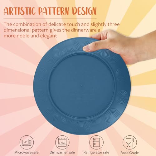 40-Piece Wheat Straw Dinnerware Sets,Unbreakable Dishes Set for 8 - Drinking Cups, Plates and Bowls Sets, Reusable Microwave Safe Dinnerware Set for Home, Outdooor, RVs - Blue - color: Blue, size: 40 PCS
