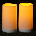 Homemory Solar Candles Outdoor Waterproof, 3"x6" Rechargeable Solar Powered Lights, Flameless Flickering Dusk to Dawn Sensor Outdoor Pillar Candles for Halloween, Lanterns, Garden, Patio, Porch - size: D3"xH6", 2 Pcs, Plastic