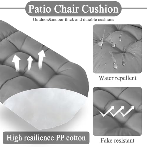Adirondack Chair Cushion, Thick Indoor/Outdoor Rocking Chair Cushion with High Elasticity PP Cotton Water-Resistant Patio Furniture Cushions High Back Seat Pads for Porch Yard Lawn Chairs 44x19x4 - color: Dark Grey