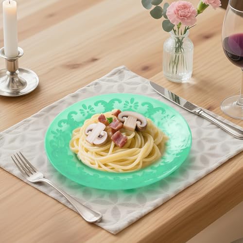 Plastic Dinner Plates Set of 12 Reusable - Unbreakable Lightweight Flat Plate 9 Inch in 6 Assorted Colors, Multicolor Everyday Plates BPA Free for Kids Kitchen, Microwave Dishwasher Safe