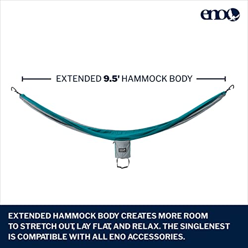 ENO, Eagles Nest Outfitters SingleNest Lightweight Camping Hammock - color: Grey | Seafoam