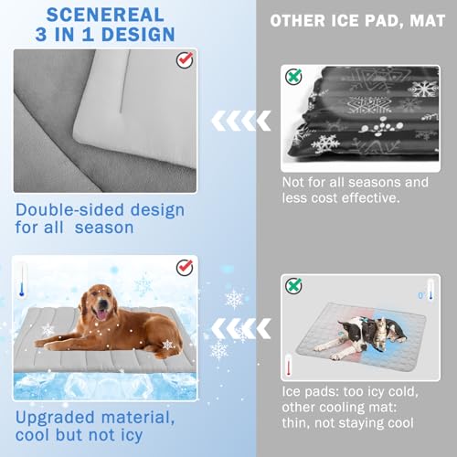 SCENEREAL Dog Cooling Mat for Crate, Thicken Self-Cooling Dog Pad Reversible (Cool & Warm), 36"x23" Pet Cool Bed for M Large XL Dogs,Kennel Sofa Mats Machine Washable, Durable Non-Toxic Gel, Outdoor - color: Grey, size: Medium(36" L x 23" W x 1.0" HT )