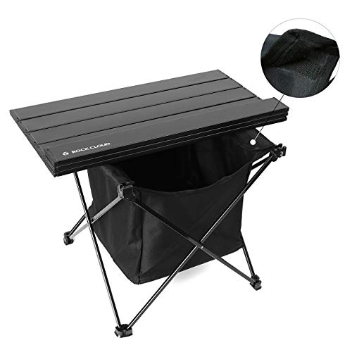 ROCK CLOUD Portable Camping Table Ultralight Aluminum Camp Table with Storage Bag Folding Beach Table for Camping Hiking Backpacking Outdoor Picnic, Size M - color: Black, With Storage Bag, size: Medium