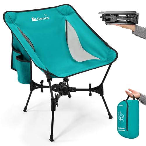 Gonex Portable Camping Chair, The 5th Gen Ultralight Compact Backpacking Foldable Lightweight Folding Chair for Outdoor Camp Hiking Beach Picnic Concert, Supports 330lbs (Lake Green, 1 PCS) - color: Lake Green
